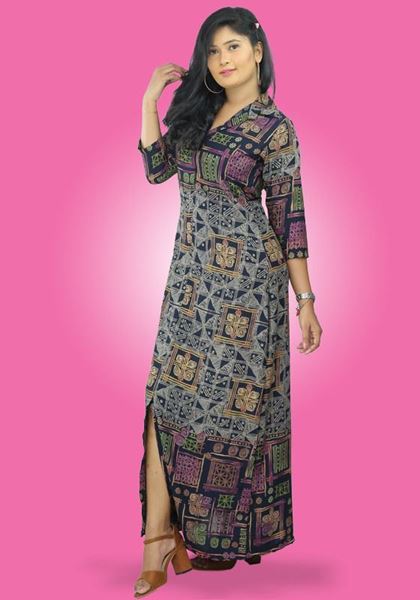 Picture of Printed Border Designed A-line Maxi dress
