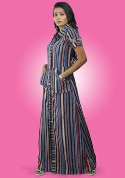 Picture of Striped Designed Maxi Frock with Pockets