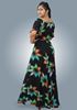 Picture of Floral Designed Front Knotted Flared Maxi Dress with Puff Sleeves