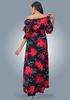Picture of Off Shoulder Frilled Puff Sleeves  Maxi Frock with Gathered Waist