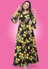 Picture of Floral Designed Flared Maxi Dress with Long Bell Sleeves