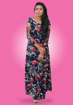 Picture of Round Necked Long Sleeves Designed Maxi Frock