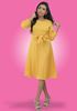 Picture of Round Necked Long Puff Sleeves Short Frock with Bow