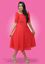 Picture of Front Knotted Flared Short Party Dress with Puff Sleeves