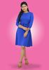 Picture of Round Necked Long Puff Sleeves Short Frock with Bow