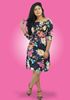 Picture of Off Shoulder Floral Designed Short Frock with Smoked Puff Sleeves