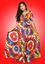 Picture of Printed Designed Front Knotted Full Flared Maxi Dress with Puff Sleeves