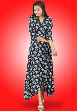 Picture of Collared High Low Maxi Dress with Belt