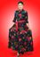 Picture of High Necked Three Quarter Sleeves Maxi Flared Frock with Belt