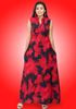 Picture of Chinese Collared Sleeveless Printed Designed A-Line Maxi Dress