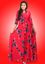 Picture of V-necked Three Quarter Sleeves Floral Maxi Dress  with Chinese Collar