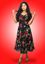 Picture of Front Knotted Printed Designed Three Quarter Dress with Puff Sleeves