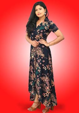 Picture of Cross Over Collared High Low Maxi Dress