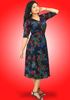 Picture of Printed Designed V-necked Three Quarter Dress