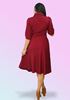 Picture of Twill Cross  Over Plain Color Short Dress with Collar