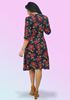 Picture of V-Necked Red & Black Mixed Floral Short Frock