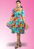 Picture of Off Shoulder Printed Designed Double Frilled Hem Short Dress