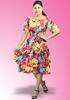 Picture of Off Shoulder Printed Designed Double Frilled Hem Short Dress