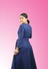 Picture of Round Necked Long Sleeves Flared Maxi Dress with Belt