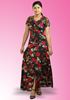 Picture of V-necked Short Sleeves Front Knotted Printed Designed Maxi Dress