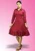 Picture of Collared Hem Frilled Long Sleeves Short Dress