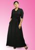 Picture of V-necked Chinese Collared Maxi Dress with Belt