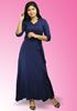 Picture of V-necked Chinese Collared Maxi Dress with Belt