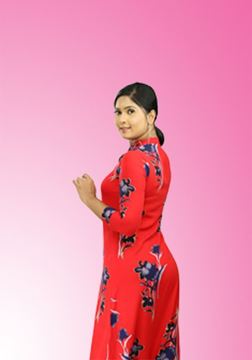 Picture of High Necked Three Quarter Sleeves A-line Maxi Dress