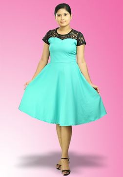 Picture of Short Sleeves Lace Mixed Short Dress