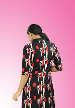 Picture of V-necked A-line Maxi Dress with Collar