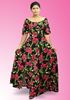 Picture of Off Shoulder Floral Designed Flared Maxi Dress with Side Open