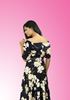 Picture of Off Shoulder Floral Designed Flared Maxi Dress with Side Open