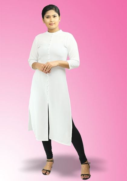 Picture of High Necked Long Top with Button Embellished