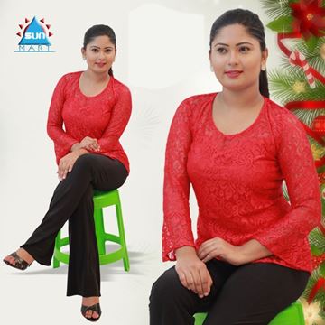 Picture of Round Necked Long Sleeves Lace Blouse