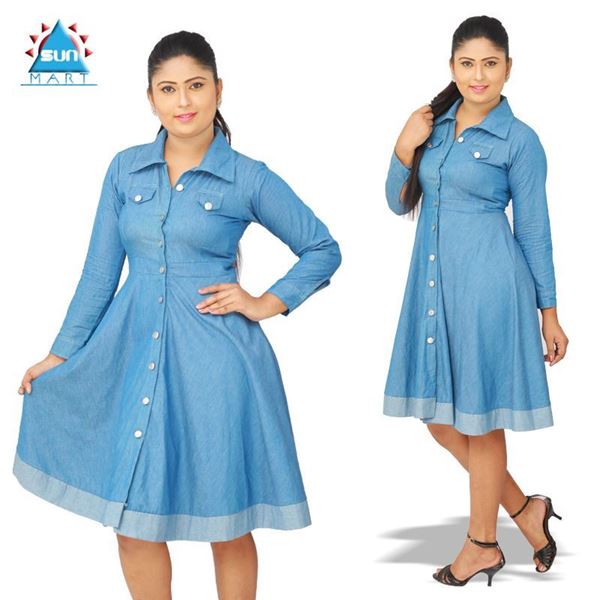 Picture of Chambray long Sleeve short dress