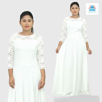 Picture of White maxi dress with mixed lace