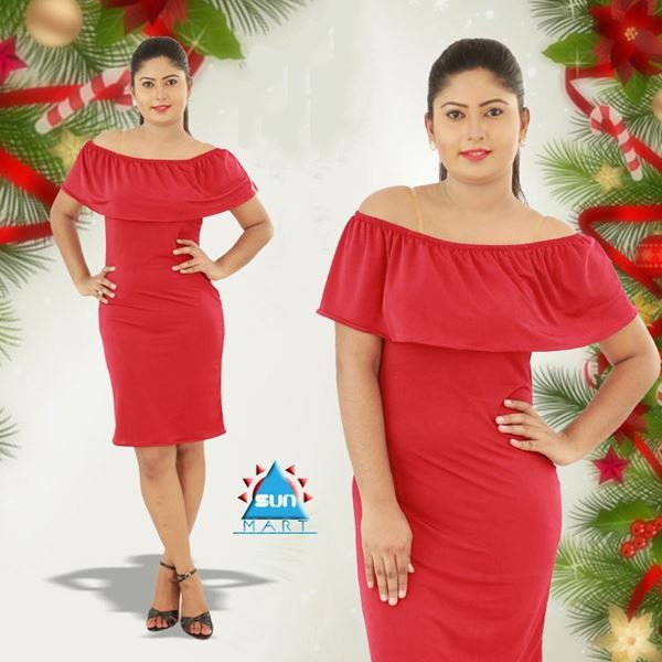 Picture of off shoulder frilled short dress