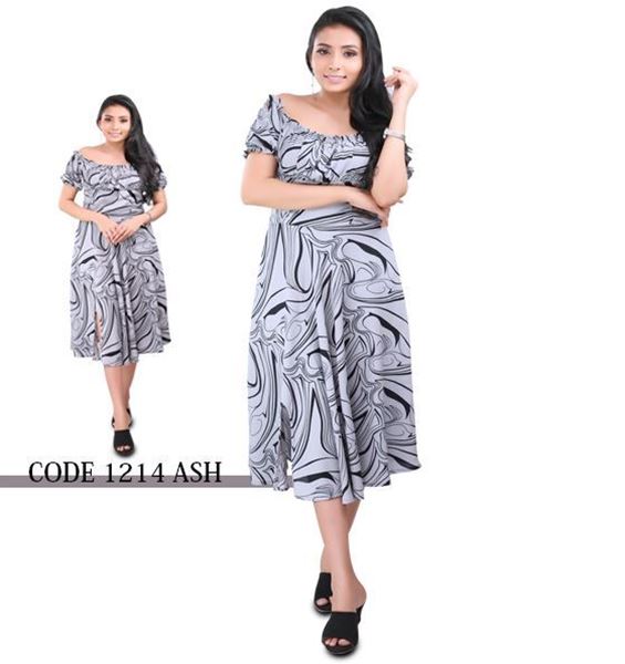 Picture of Off shoulder Printed Designed Short Dress