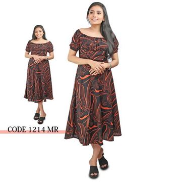 Picture of Off shoulder Printed Designed Short Dress