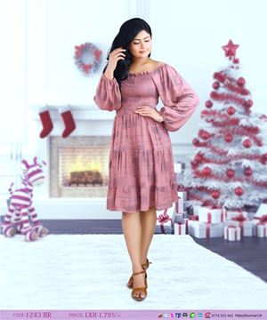 Picture of Long Puff Sleeves Short Dress