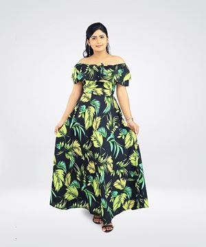 Picture of Off shoulder Printed Designed Long Maxi Dress