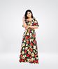 Picture of Printed Designed Front Knotted Flared Maxi Dress with Puff Sleeves