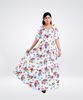 Picture of Printed Designed Front Knotted Flared Maxi Dress with Puff Sleeves