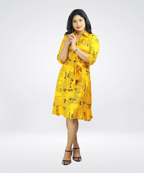 Picture of Half Sleeve Front Bottoned Short Dress