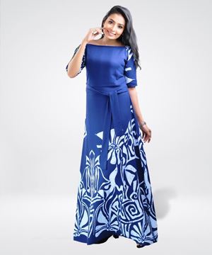 Picture of Puff sleeves off shoulder maxi dress