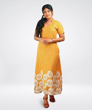 Picture of V-necked Chinese Collared Maxi Dress