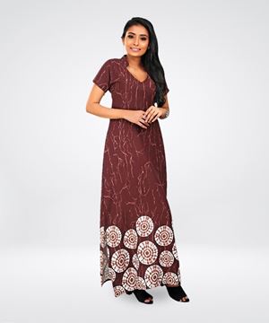 Picture of V-necked Chinese Collared Maxi Dress