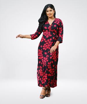 Picture of Side Knot Printed Wrap Around Dress
