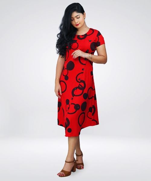 Picture of Short Sleave Printed Midi Dress