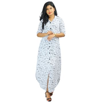 Picture of Three-quarter Sleeves New Maxi Dress with Buttons